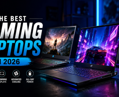 Gaming laptop setup with high performance display