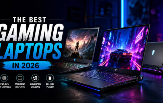 Gaming laptop setup with high performance display