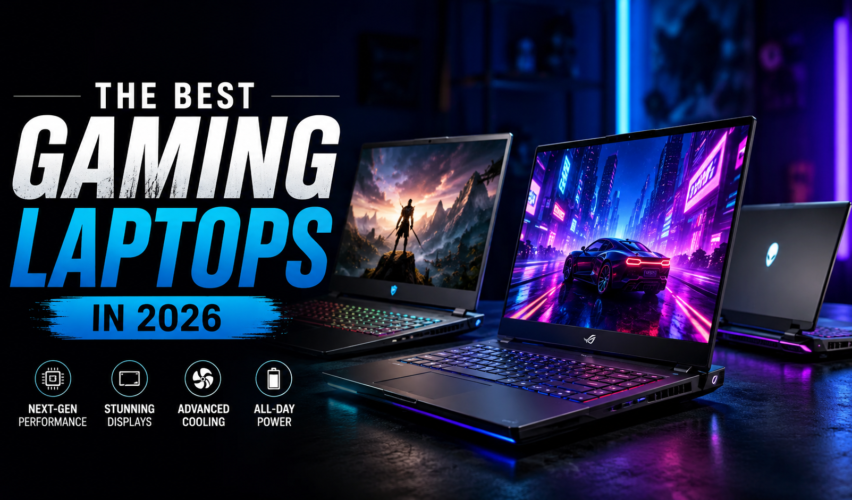 Gaming laptop setup with high performance display